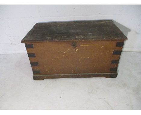 A Victorian pine metal bound trunk