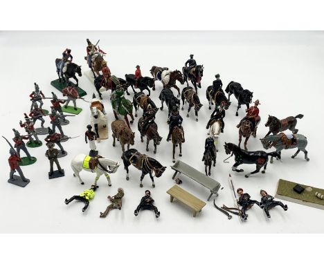  A collection of lead and other toy horses, figures etc including some airfix.