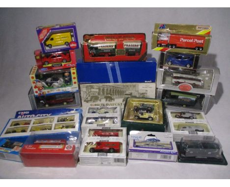 A collection of boxed die-cast vehicles including Corgi Transport of The 30's, Lledo Promotional Models, Matchbox  Models of 