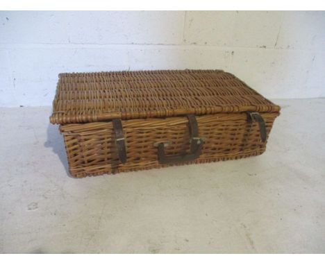 A picnic hamper, comprising cups, plates and cutlery etc  