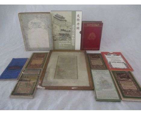 A collection of books maps etc. including Rubaiyat of Omar Khayyam, a framed 1925 Somerset v Surrey 1925 results sheet and 19