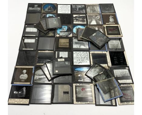 Approximately 50 vintage magic lantern slides