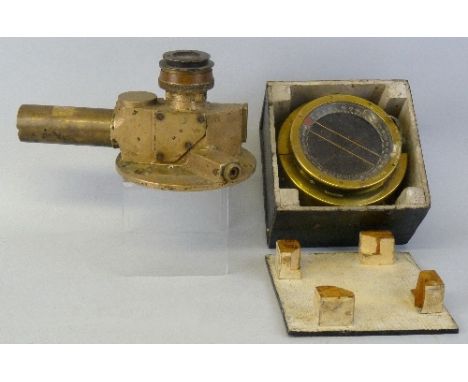 An aeroplane compass, Type P.8. in brass case No. 78836.D. 13.5cm diameter in scratch built wooden box and a WW2 brass cased 