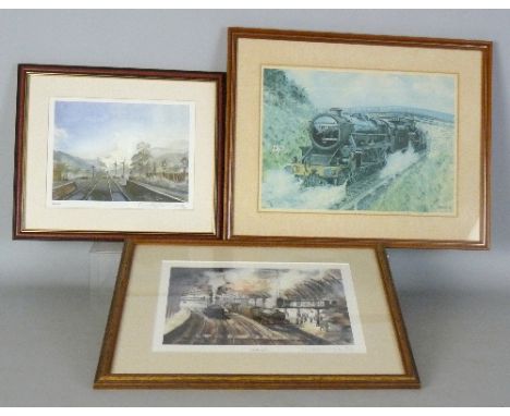 Three framed railway prints - "Light through York" by Christopher Ware No. 12/100;  "Cold Start" also by Ware and a study of 