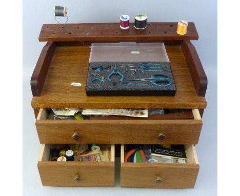 Fishing - A fly tying bench together with Stone fly tools & contents