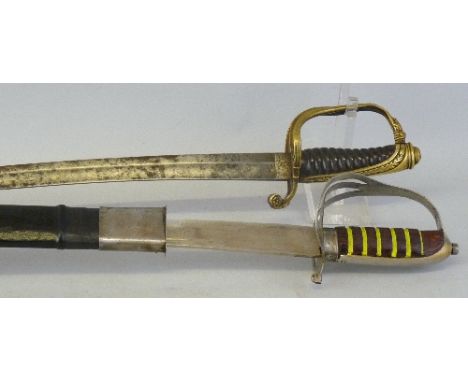 A 19th century continental cavalry officer's sabre, the 76cm fullered steel curving blade inscribed Auguste Fonson Bruxelles 