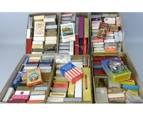 Six boxes of playing cards and playing card games, approximately one hundred and sixty packs including Royalty commemorative,
