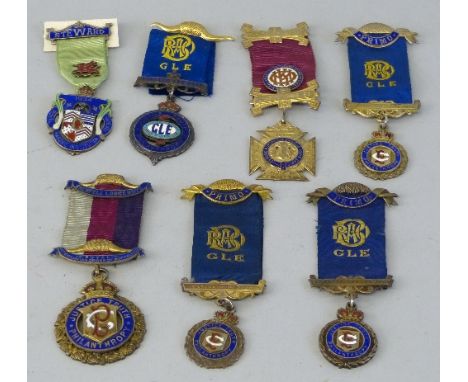 RAOB Jewels - seven silver or silver gilt and enamel medals, all but one inscribed verso with dates from 1924 to 1964 (7)