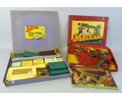 Meccano and Bayko - Meccano construction outfit in playworn condition with box and manual relating to Outfit 4 together with 