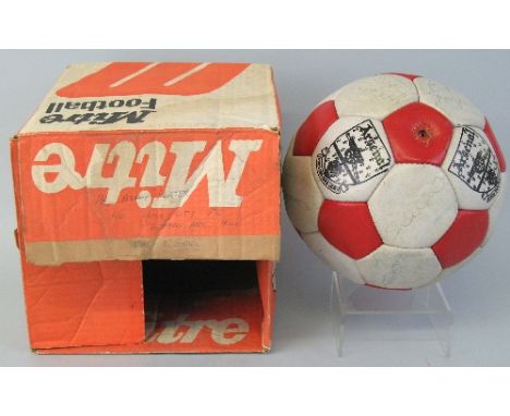 Football - an Arsenal football signed by various players including Pat Rice, Frank Stapleton, Pat Jennings, David Price, Grah