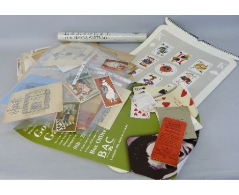 Paper ephemera relating to playing cards, 19th century and later, including continental printers box covers, cigarette cards,