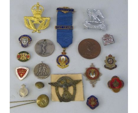 A small quantity of medallions and badges including Army Catering Corps. Home Guard, 1930 Malaya Command athletics medal, Roy