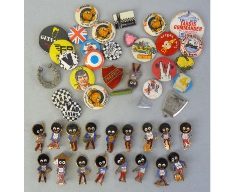 Robertson Gollies - seventeen gilt metal and enamel golly badges in the sporting and band series, etc, together with a collec