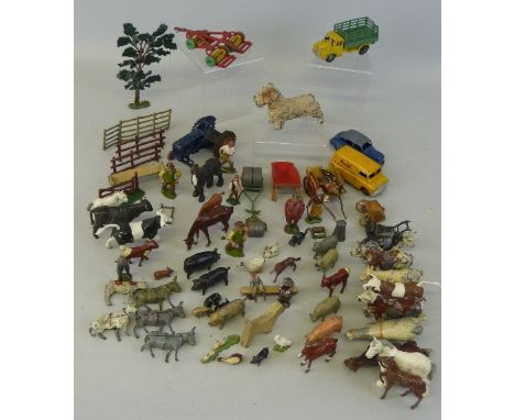 Britains lead figures - a large collection of unboxed and playworn lead figures, predominantly farmyard animals also plastic 