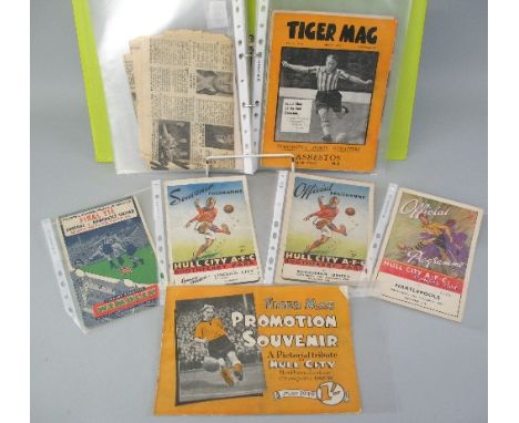 Football - Hull City AFC, 25 programmes from the opening match on 31st August 1946 to 16th October 1948, a quantity of relate