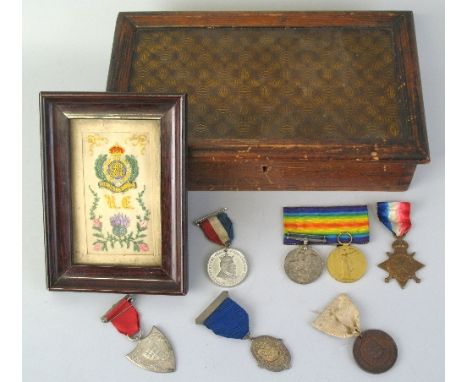 Three WW1 medals, comprising British War Medal, 1914-15 Star and Victory Medal awarded to 49317 Spr H Cubitt RE, together wit