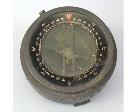 An RAF aircraft compass, type P4 in grey painted circular case, No 20704B, 18cm diameter