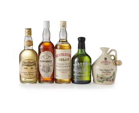 EDRADOUR 10 YEAR OLD CERAMIC DECANTER 75cl (750ml)/ 43%; together with a TOBERMORY, 75cl/ 40%; a BRUICHLADDICH 10 YEAR OLD, w