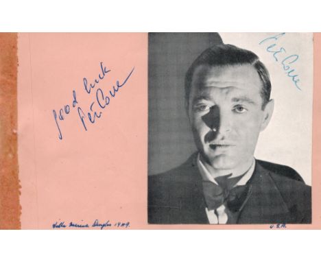 Peter Lorre signed 8x5 album page overall with 5x4 vintage black and white photo affixed. Peter Lorre (born László Lowenstein