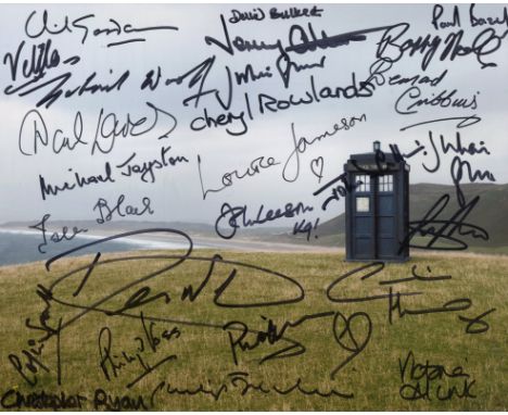 Doctor Who 8x10 photo signed by TWENTY FIVE stars who appeared in epissodes of the series, including Caroline Munro, Bernard 