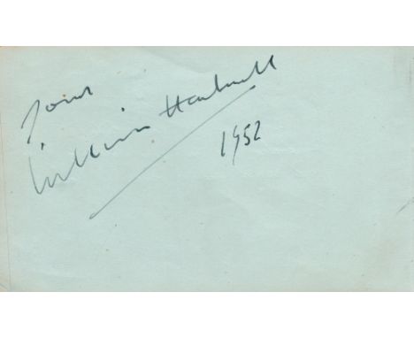 William Hartnell signed 6x4 album page dated 1952. William Henry Hartnell (8 January 1908 - 23 April 1975) was an English act