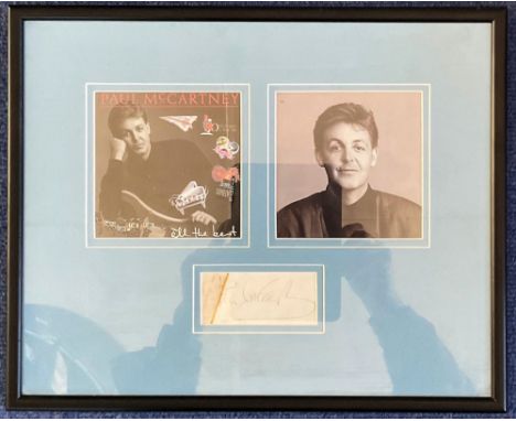 Singer, Paul McCartney signature piece double mounted and framed, approx 12.5x16. This beautiful piece features a CD sleeve f