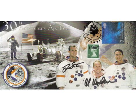 Space Commander David R Scott And CM Pilot Alfred M. Worden Signed Apollo 15 commemorative cover for the 30th Anniversary. Th