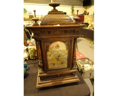 Antique 1890s German bracket and clock with brass face and key by Lloyd Payne and Amie L    CONDITION REPORT:  This item is i