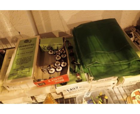 Collection of vintage Subbuteo football teams and a large pitch