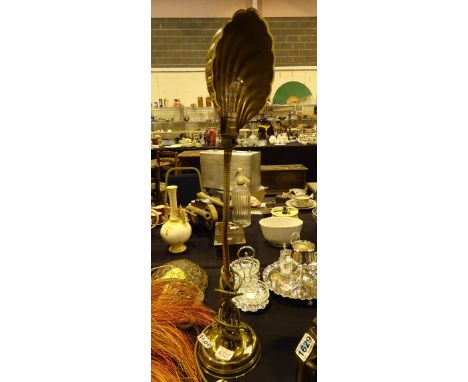 Brass shell shade flexible desk lamp