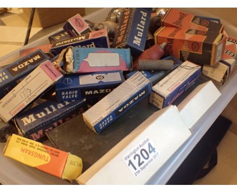 Tray of vintage mainly Mullards radio valves