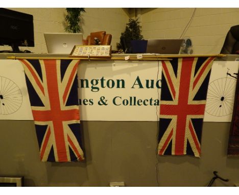 Two vintage Union flags on wooden poles and a framed flag Signals picture