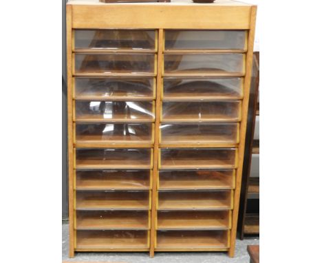LIGHT OAK 20 ACRYLIC FRONTED DRAWER HABADASHERY CABINET 36'X21'DX55'H  