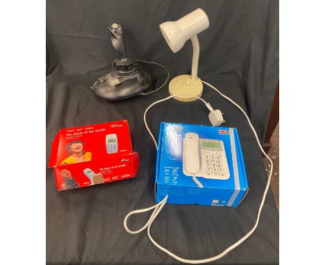 Selection of electrical items includes Phones, lamp, gaming attachment, nokia 34/ 10 etc 