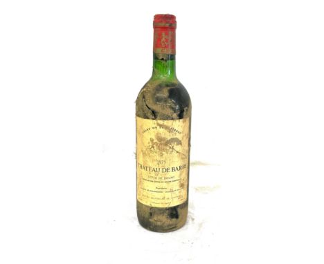 Bottle of 1975 Chateau de Barbe Cotes de Bourg red wine, sealed 