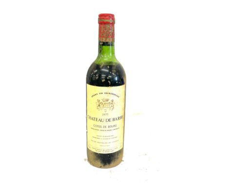 Bottle of 1977 Chateau de Barbe Cotes de Bourg red wine, sealed 