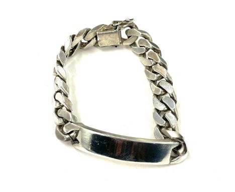 Vintage hallmarked sterling silver identity bracelet, 88 grams 