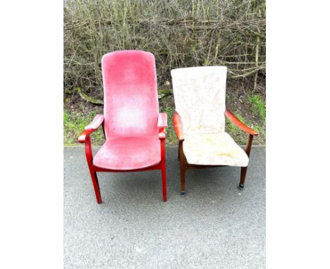 Upholstered Cintique fireside chair, vintage Parker knoll armchair 