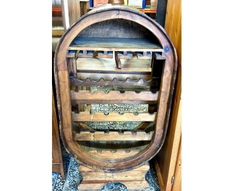 Large vintage wooden wine storage rack measures approx 48 inches tall 25.5 inches wide 14 inches depth 