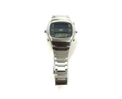 Vintage Heuer Chrono vintage digital watch with original stainless steel strap 