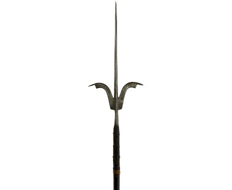 69cm curved double head with armour piercing spike terminals, one circular stamp with winged bird centered and a further crow