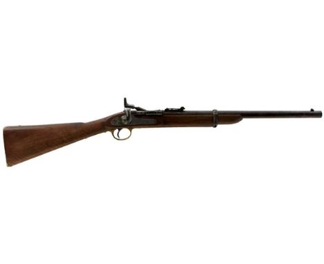 19.5inch sighted barrel fitted with ramp and ladder rear sights, the lock stamped N.A &amp; A Co. LD over 1879 and with a cro