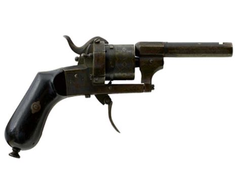 3inch sighted barrel with brass inlays to the breech, brass inlaid cylinder and frame, loading gate on the right side, the le