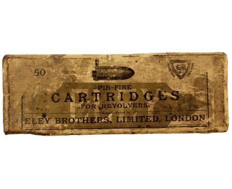 for fifty 9mm rounds, complete with outer paper packet and ten inert cartridges. See page 127, Pinfire Pistols, Revolvers and