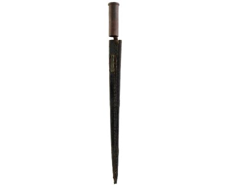 34cm blade stamped 2 over 0, socket with light surface rusting and retaining much original black paint, contained in its blac