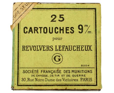 for twenty five 9mm pinfire cartridges, circa 1930. See page 138, Pinfire Pistols, Revolvers and Ammunition Handbook by Steve