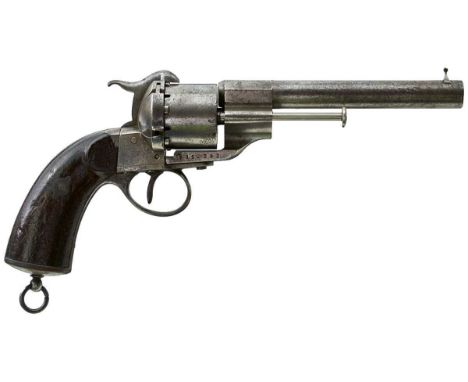 6inch sighted barrel stamped with the manufacturer's details, plain cylinder, the frame stamped with the serial no. LF 112252