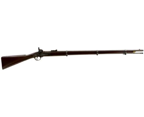 39inch sighted barrel fitted with ramp and ladder rear sights, the lock dated 1861 over L.A.Co. and with a crown over VR at t