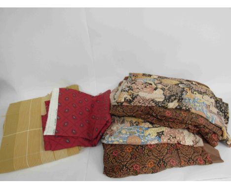 A selection of mid 20th Century curtains including 1960's stripe, etc