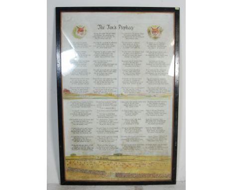 A large decorative vintage late 20th century hand written / painted Foxes Prophecy poem by D W Nash. Originally written in 18